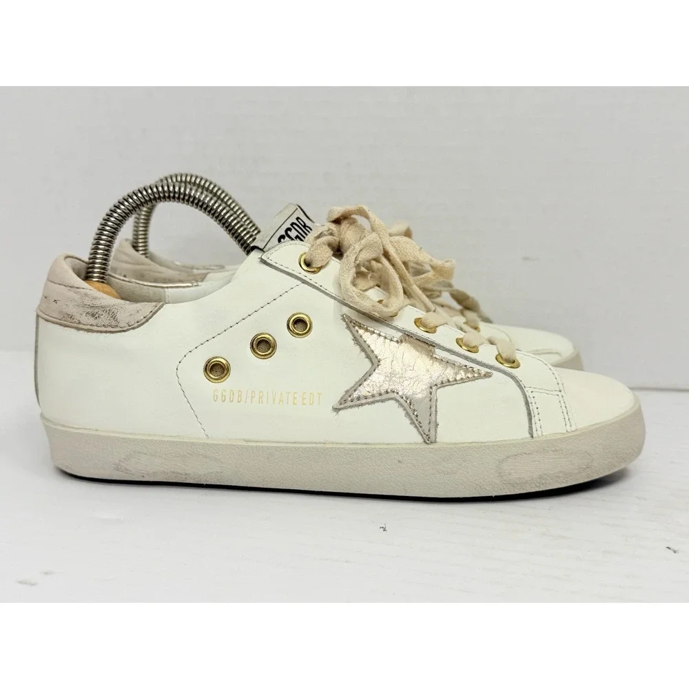 Golden Goose GGDB Superstar Private Ed White Gold Star US 9 EU 39 Low Leather